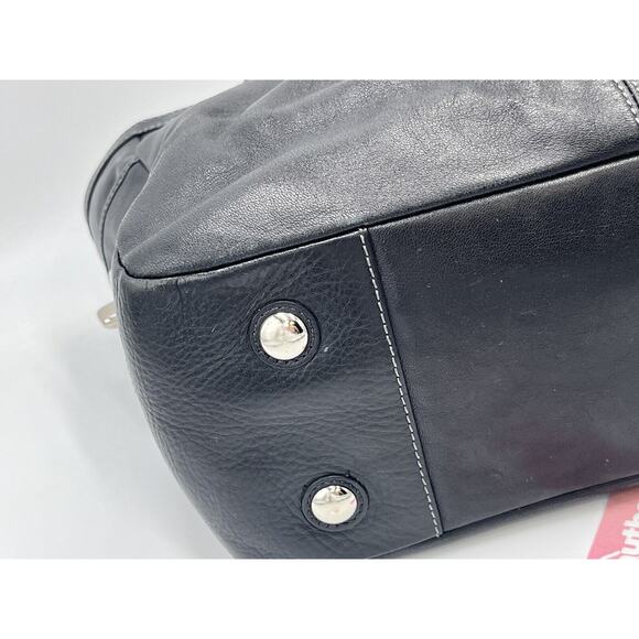 Coach F13759 Authenticated Black Pleated Leather East West Gallery Shoulder Bag - Picture 5 of 12